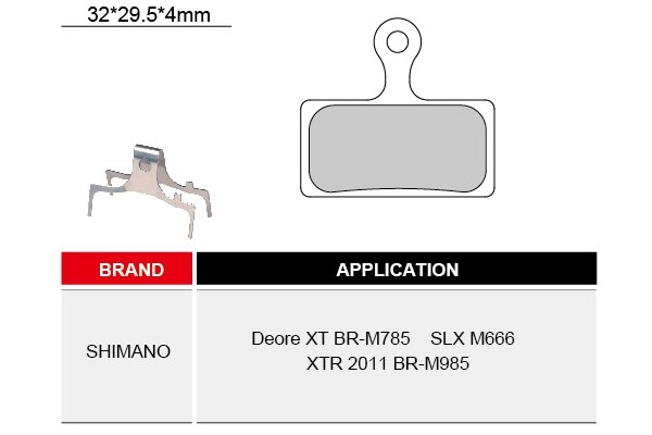 Колодки для дискового тормоза SHIMANO Deore XT BR-M785, SLX M666, XTR 2011 BR-M985